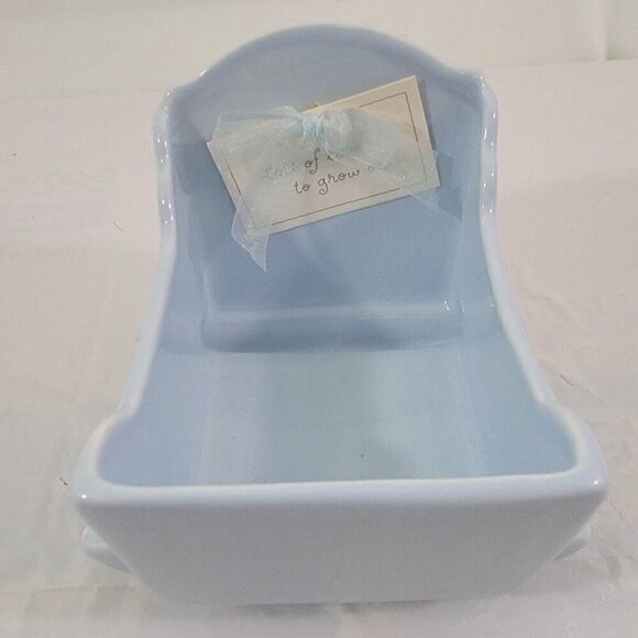 Hallmark Signature Baby Boy Blue Ceramic Keepsake Cradle Rocker Lots of Love - Picture 14 of 16